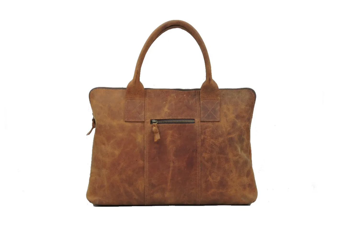 Yellow Crunch Leather Laptop Bag