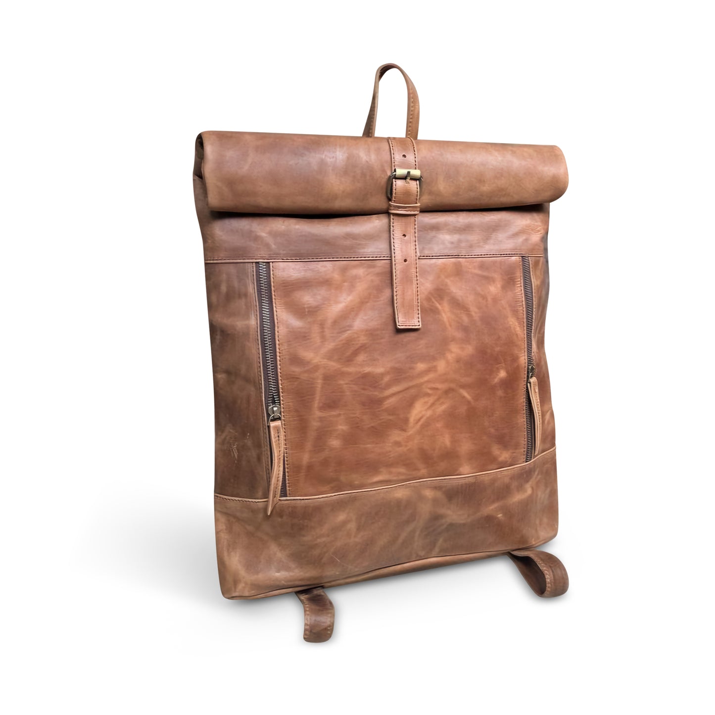 Beige leather backpack