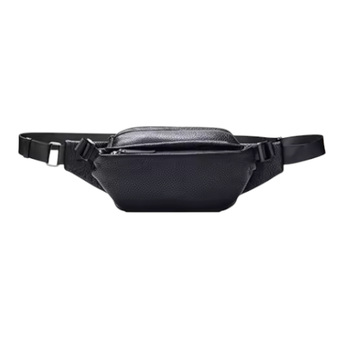 Black waist bag on a white background