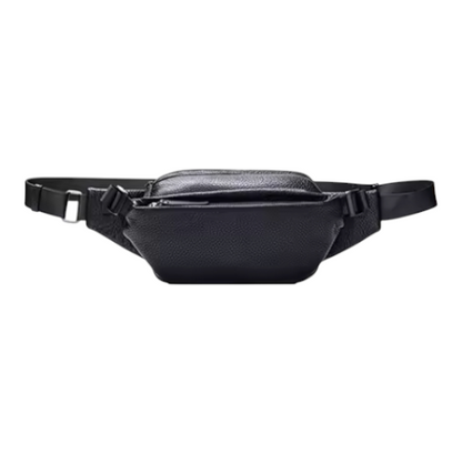 Black waist bag on a white background