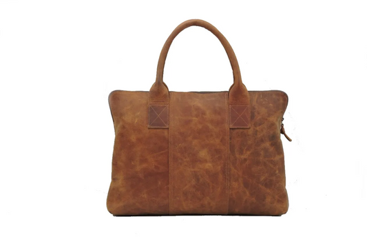 Yellow Crunch Leather Laptop Bag