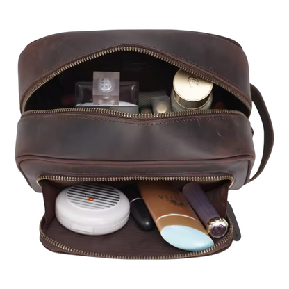 Kvaril Classic Leather Toiletry Bag