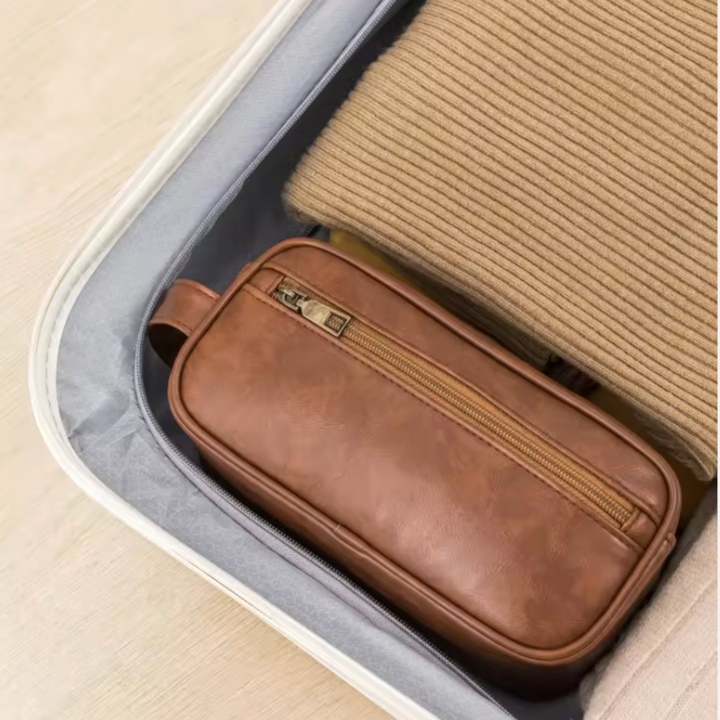 The Devon Waterproof Leather Toiletry Bag