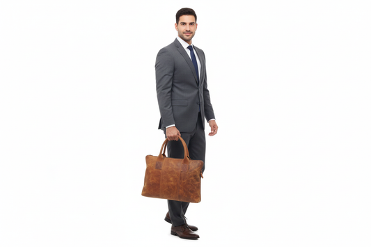 Yellow Crunch Leather Laptop Bag