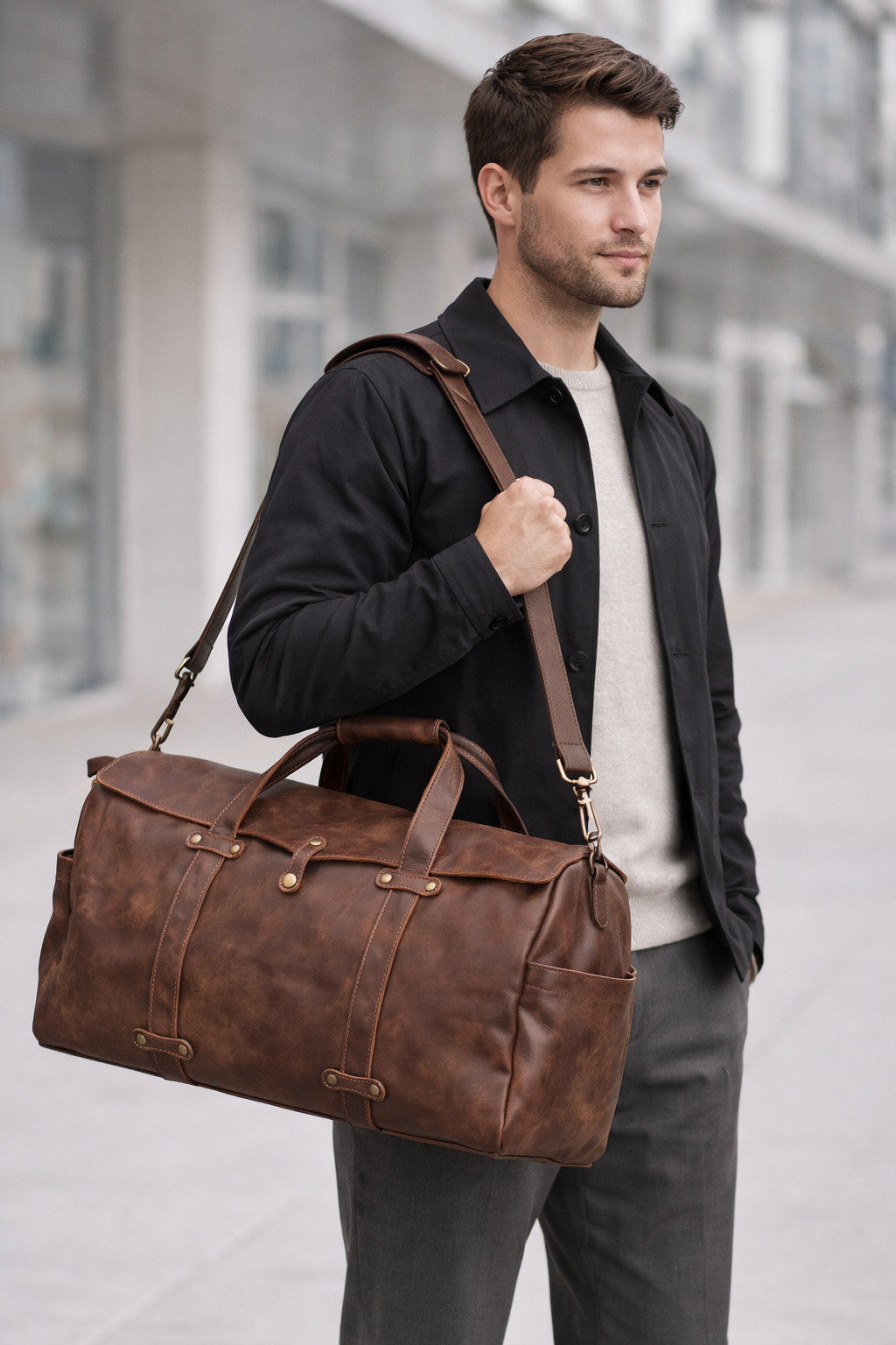 The Hawthorne Leather Weekend Duffel